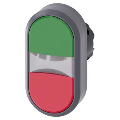 3SU1030-3AB42-0AA0 - Twin pushbutton, 22 mm, round, plastic with metal front ring, green, red, pushbuttons, flat - Siemens - Twin pushbutton, 22 mm, round, plastic with metal front ring, green, red, pushbuttons, flat - Siemens - 0