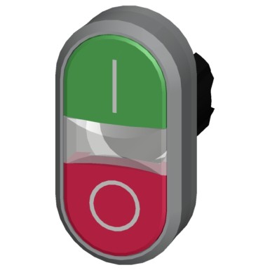 3SU1030-3AB42-0AK0 - Twin pushbutton, 22 mm, round, plastic with metal front ring, green: I, red: O, pushbuttons, flat - Siemens - Twin pushbutton, 22 mm, round, plastic with metal front ring, green: I, red: O, pushbuttons, flat - Siemens - 1