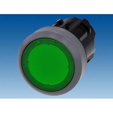 3SU1031-0AA40-0AA0 - Illuminated pushbutton, 22 mm, round, plastic with metal front ring, green, pushbutton, flat, latchi - Siemens - Illuminated pushbutton, 22 mm, round, plastic with metal front ring, green, pushbutton, flat, latchi - Siemens - 2