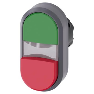 3SU1031-3BB42-0AA0 - Illuminated twin pushbutton, 22 mm, round, plastic with metal front ring, red, green, pushbuttons, f - Siemens - Illuminated twin pushbutton, 22 mm, round, plastic with metal front ring, red, green, pushbuttons, f - Siemens - 2