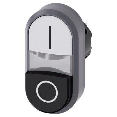 3SU1031-3BB61-0AK0 - Illuminated twin pushbutton, 22 mm, round, plastic with metal front ring, white: I, Black: O, pushbu - Siemens - Illuminated twin pushbutton, 22 mm, round, plastic with metal front ring, white: I, Black: O, pushbu - Siemens - 1