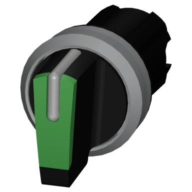 3SU1032-2BL40-0AA0 - Selector switch, illuminable, 22 mm, round, plastic with metal front ring, green, selector switch, s - Siemens - Selector switch, illuminable, 22 mm, round, plastic with metal front ring, green, selector switch, s - Siemens - 1