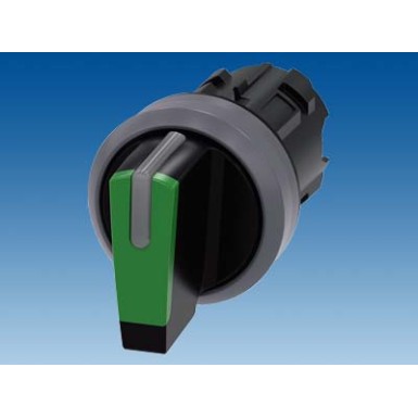 3SU1032-2BL40-0AA0 - Selector switch, illuminable, 22 mm, round, plastic with metal front ring, green, selector switch, s - Siemens - Selector switch, illuminable, 22 mm, round, plastic with metal front ring, green, selector switch, s - Siemens - 2