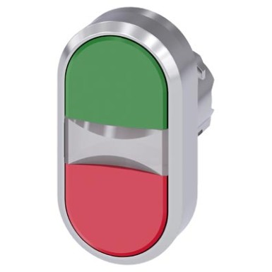 3SU1050-3AB42-0AA0 - Twin pushbutton, 22 mm, round, metal, shiny, green, red, pushbuttons, flat - Siemens - Twin pushbutton, 22 mm, round, metal, shiny, green, red, pushbuttons, flat - Siemens - 2