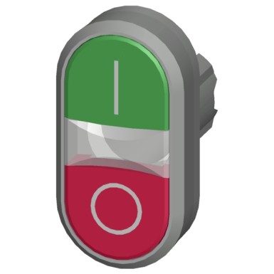 3SU1050-3AB42-0AK0 - Twin pushbutton, 22 mm, round, metal, shiny, green: I, red: O, pushbuttons, flat - Siemens - Twin pushbutton, 22 mm, round, metal, shiny, green: I, red: O, pushbuttons, flat - Siemens - 1