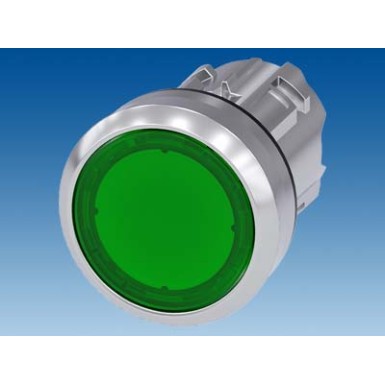 3SU1051-0AA40-0AA0 - Illuminated pushbutton, 22 mm, round, metal, shiny, green, pushbutton, flat, latching, Push-to-relea - Siemens - Illuminated pushbutton, 22 mm, round, metal, shiny, green, pushbutton, flat, latching, Push-to-relea - Siemens - 2