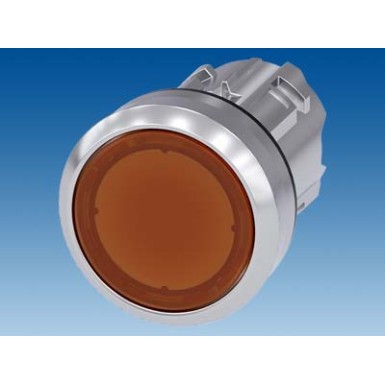 3SU1051-0AB00-0AA0 - Illuminated pushbutton, 22 mm, round, metal, shiny, amber, pushbutton, flat, momentary contact type - Siemens - Illuminated pushbutton, 22 mm, round, metal, shiny, amber, pushbutton, flat, momentary contact type - Siemens - 1