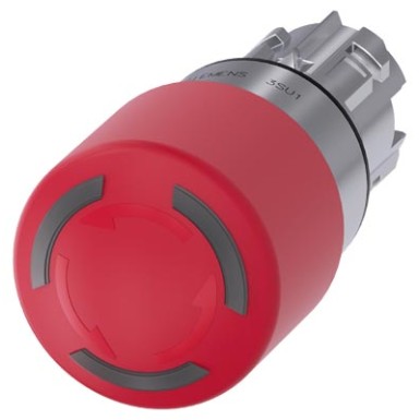 3SU1051-1GB20-0AA0 - EMERGENCY STOP mushroom pushbutton, illuminable, 22 mm, round, metal, shiny, red, 30 mm, positive la - Siemens - EMERGENCY STOP mushroom pushbutton, illuminable, 22 mm, round, metal, shiny, red, 30 mm, positive la - Siemens - 1