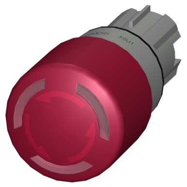 3SU1051-1GB20-0AA0 - EMERGENCY STOP mushroom pushbutton, illuminable, 22 mm, round, metal, shiny, red, 30 mm, positive la - Siemens - EMERGENCY STOP mushroom pushbutton, illuminable, 22 mm, round, metal, shiny, red, 30 mm, positive la - Siemens - 2