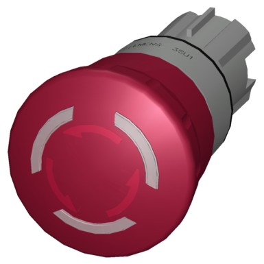 3SU1051-1HB20-0AA0 - EMERGENCY STOP mushroom pushbutton, illuminable, 22 mm, round, metal, shiny, red, 40 mm, positive la - Siemens - EMERGENCY STOP mushroom pushbutton, illuminable, 22 mm, round, metal, shiny, red, 40 mm, positive la - Siemens - 1