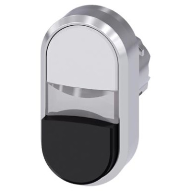 3SU1051-3BB61-0AA0 - Illuminated twin pushbutton, 22 mm, round, metal, shiny, white, black, pushbuttons, flat and raised - Siemens - Illuminated twin pushbutton, 22 mm, round, metal, shiny, white, black, pushbuttons, flat and raised - Siemens - 1