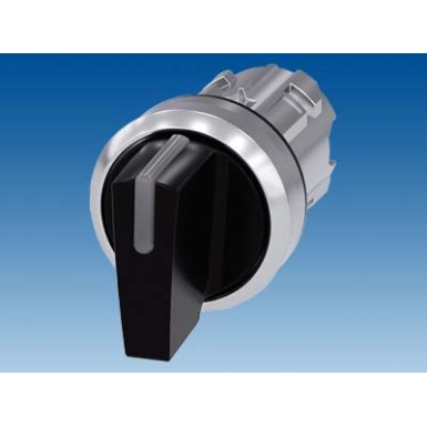 3SU1052-2BL10-0AA0 - Illuminable selector switch, 22 mm, round, metal shiny, black, Selector switch short, 3 switch posit - Siemens - Illuminable selector switch, 22 mm, round, metal shiny, black, Selector switch short, 3 switch posit - Siemens - 0