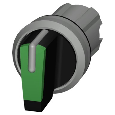 3SU1052-2BL40-0AA0 - Selector switch, illuminable, 22 mm, round, metal, shiny, green, selector switch, short, 3 switch po - Siemens - Selector switch, illuminable, 22 mm, round, metal, shiny, green, selector switch, short, 3 switch po - Siemens - 0