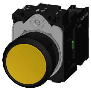 3SU1100-0AB30-1BA0 - Pushbutton, 22 mm, round, plastic, yellow, pushbutton, flat, momentary contact type, with holder 1 N - Siemens - Pushbutton, 22 mm, round, plastic, yellow, pushbutton, flat, momentary contact type, with holder 1 N - Siemens - 2