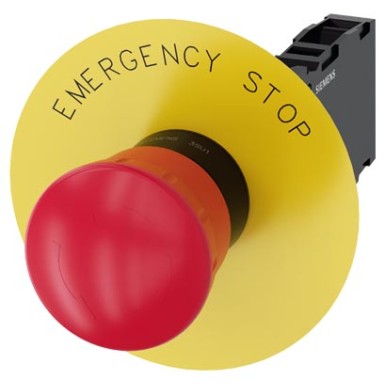 3SU1100-1HB20-1FG0 - EMERGENCY STOP mushroom pushbutton, 22 mm, round, plastic, red, 40 mm, positive latching, acc. to EN - Siemens - EMERGENCY STOP mushroom pushbutton, 22 mm, round, plastic, red, 40 mm, positive latching, acc. to EN - Siemens - 2