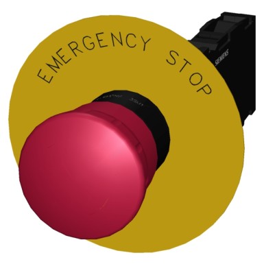 3SU1100-1HB20-1FG0 - EMERGENCY STOP mushroom pushbutton, 22 mm, round, plastic, red, 40 mm, positive latching, acc. to EN - Siemens - EMERGENCY STOP mushroom pushbutton, 22 mm, round, plastic, red, 40 mm, positive latching, acc. to EN - Siemens - 3