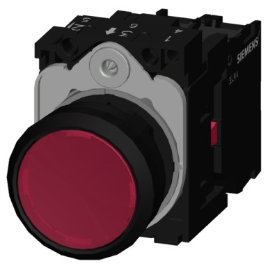 3SU1102-0AB20-1CA0 - Illuminated pushbutton, 22 mm, round, plastic, red, pushbutton, flat, momentary contact type, with h - Siemens - Illuminated pushbutton, 22 mm, round, plastic, red, pushbutton, flat, momentary contact type, with h - Siemens - 1