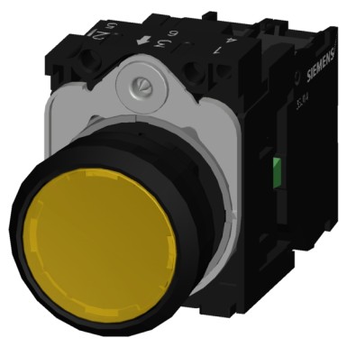 3SU1102-0AB30-1BA0 - Illuminated pushbutton, 22 mm, round, plastic, yellow, pushbutton, flat, momentary contact type, wit - Siemens - Illuminated pushbutton, 22 mm, round, plastic, yellow, pushbutton, flat, momentary contact type, wit - Siemens - 4