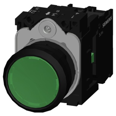 3SU1102-0AB40-1BA0 - Illuminated pushbutton, 22 mm, round, plastic, green, pushbutton, flat, momentary contact type, with - Siemens - Illuminated pushbutton, 22 mm, round, plastic, green, pushbutton, flat, momentary contact type, with - Siemens - 0