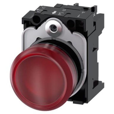 3SU1102-6AA20-1AA0 - Indicator lights, 22 mm, round, plastic, red, lens, smooth, with holder, LED module, with integrated - Siemens - Indicator lights, 22 mm, round, plastic, red, lens, smooth, with holder, LED module, with integrated - Siemens - 0