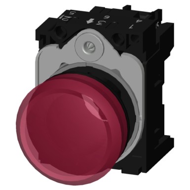 3SU1102-6AA20-1AA0 - Indicator lights, 22 mm, round, plastic, red, lens, smooth, with holder, LED module, with integrated - Siemens - Indicator lights, 22 mm, round, plastic, red, lens, smooth, with holder, LED module, with integrated - Siemens - 1