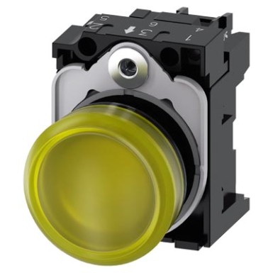 3SU1102-6AA30-1AA0 - Indicator lights, 22 mm, round, plastic, yellow, lens, smooth, with holder, LED module, with integra - Siemens - Indicator lights, 22 mm, round, plastic, yellow, lens, smooth, with holder, LED module, with integra - Siemens - 1