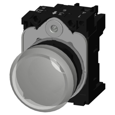 3SU1102-6AA60-1AA0 - Indicator lights, 22 mm, round, plastic, white, lens, smooth, with holder, LED module, with integrat - Siemens - Indicator lights, 22 mm, round, plastic, white, lens, smooth, with holder, LED module, with integrat - Siemens - 4