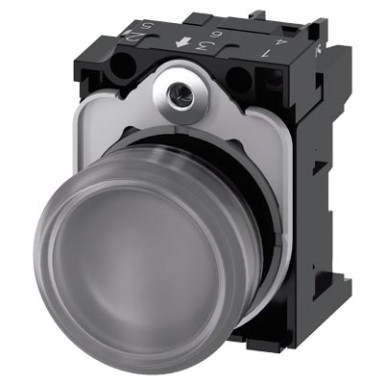 3SU1102-6AA70-1AA0 - Indicator lights, 22 mm, round, plastic, clear, lens, smooth, with holder, LED module, with integrat - Siemens - Indicator lights, 22 mm, round, plastic, clear, lens, smooth, with holder, LED module, with integrat - Siemens - 1