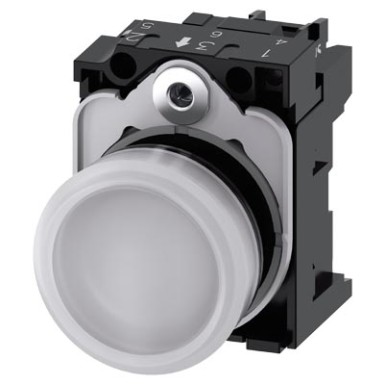 3SU1106-6AA60-1AA0 - Indicator lights, 22 mm, round, plastic, white, lens, smooth, with holder, LED module, with integrat - Siemens - Indicator lights, 22 mm, round, plastic, white, lens, smooth, with holder, LED module, with integrat - Siemens - 0