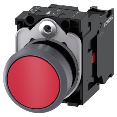 3SU1130-0AB20-1CA0 - Pushbutton, 22 mm, round, plastic with metal front ring, red, pushbutton, flat, momentary contact ty - Siemens - Pushbutton, 22 mm, round, plastic with metal front ring, red, pushbutton, flat, momentary contact ty - Siemens - 3