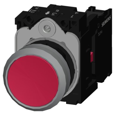 3SU1130-0AB20-1CA0 - Pushbutton, 22 mm, round, plastic with metal front ring, red, pushbutton, flat, momentary contact ty - Siemens - Pushbutton, 22 mm, round, plastic with metal front ring, red, pushbutton, flat, momentary contact ty - Siemens - 4