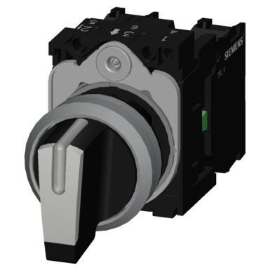 3SU1130-2BL60-1NA0 - Selector switch, illuminable, 22 mm, round, plastic with metal front ring, white, selector switch, s - Siemens - Selector switch, illuminable, 22 mm, round, plastic with metal front ring, white, selector switch, s - Siemens - 3