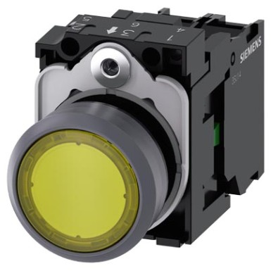 3SU1132-0AB30-1BA0 - Illuminated pushbutton, 22 mm, round, plastic with metal front ring, yellow, pushbutton, flat, momen - Siemens - Illuminated pushbutton, 22 mm, round, plastic with metal front ring, yellow, pushbutton, flat, momen - Siemens - 0