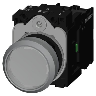 3SU1132-0AB70-1BA0 - Illuminated pushbutton, 22 mm, round, plastic with metal front ring, clear, pushbutton, flat, moment - Siemens - Illuminated pushbutton, 22 mm, round, plastic with metal front ring, clear, pushbutton, flat, moment - Siemens - 3