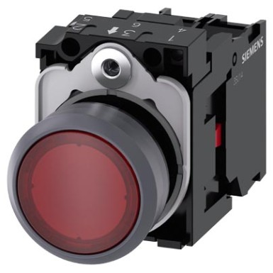 3SU1136-0AB20-1CA0 - Illuminated pushbutton, 22 mm, round, plastic with metal front ring, red, pushbutton, flat, momentar - Siemens - Illuminated pushbutton, 22 mm, round, plastic with metal front ring, red, pushbutton, flat, momentar - Siemens - 4