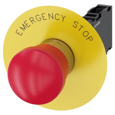 3SU1150-1HA20-1FG0 - EMERGENCY STOP mushroom pushbutton, 22 mm, round, metal, shiny, red, 40 mm, positive latching, acc. - Siemens - EMERGENCY STOP mushroom pushbutton, 22 mm, round, metal, shiny, red, 40 mm, positive latching, acc. - Siemens - 3