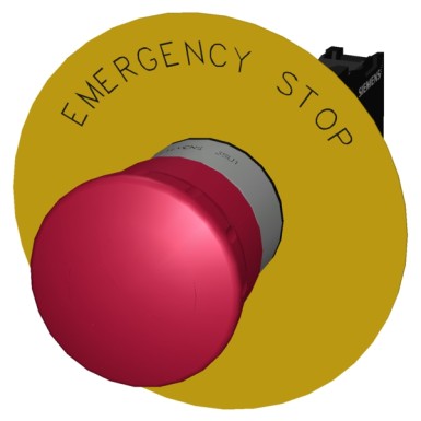 3SU1150-1HB20-1CG0 - EMERGENCY STOP mushroom pushbutton, 22 mm, round, metal, shiny, red, 40 mm, positive latching, acc. - Siemens - EMERGENCY STOP mushroom pushbutton, 22 mm, round, metal, shiny, red, 40 mm, positive latching, acc. - Siemens - 3