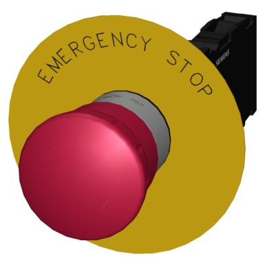 3SU1150-1HB20-1FG0 - EMERGENCY STOP mushroom pushbutton, 22 mm, round, metal, shiny, red, 40 mm, positive latching, acc. - Siemens - EMERGENCY STOP mushroom pushbutton, 22 mm, round, metal, shiny, red, 40 mm, positive latching, acc. - Siemens - 0