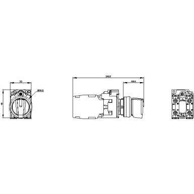 3SU1150-2BL60-1NA0 - Selector switch, illuminable, 22 mm, round, metal, shiny, white, selector switch, short, 3 switch po - Siemens - Selector switch, illuminable, 22 mm, round, metal, shiny, white, selector switch, short, 3 switch po - Siemens - 2