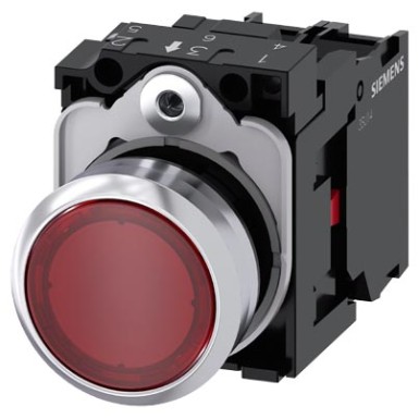 3SU1152-0AB20-1CA0 - Illuminated pushbutton, 22 mm, round, metal, shiny, red, pushbutton, flat, momentary contact type, w - Siemens - Illuminated pushbutton, 22 mm, round, metal, shiny, red, pushbutton, flat, momentary contact type, w - Siemens - 1