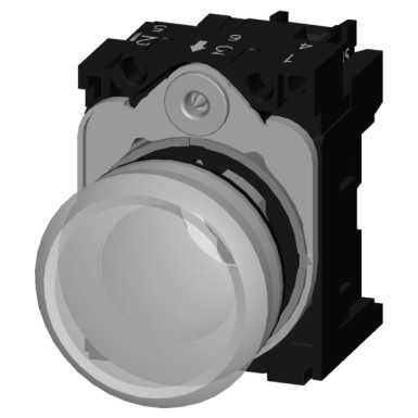 3SU1152-6AA60-1AA0 - Indicator lights, 22 mm, round, metal, shiny, white, lens, smooth, with holder, LED module with inte - Siemens - Indicator lights, 22 mm, round, metal, shiny, white, lens, smooth, with holder, LED module with inte - Siemens - 0