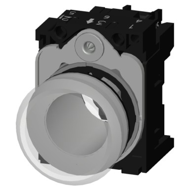 3SU1152-6AA70-1AA0 - Indicator lights, 22 mm, round, metal, shiny, clear, lens, smooth, with holder, LED module with inte - Siemens - Indicator lights, 22 mm, round, metal, shiny, clear, lens, smooth, with holder, LED module with inte - Siemens - 0