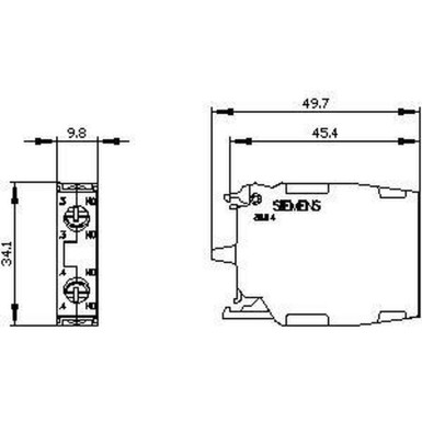 3SU1400-1AA10-1DA0 - Contact module with 2 contact elements, 2 NO, screw terminal, for front plate mounting - Siemens - Contact module with 2 contact elements, 2 NO, screw terminal, for front plate mounting - Siemens - 1