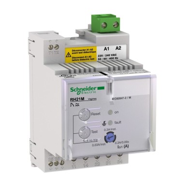 56160 - Residual current protection relay, VigiPacT RH21M, 30mA or 300mA, 12/24VAC 50/60Hz, 12/48VDC, DIN rail mounting - Schneider Electric - Residual current protection relay, VigiPacT RH21M, 30mA or 300mA, 12/24VAC 50/60Hz, 12/48VDC, DIN rail mounting - Schneider Electric - 0