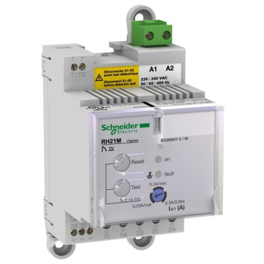 56165 - residual current protection relay, VigiPacT RH21M, 30 mA or 300 mA, 440/525 VAC 50/60 Hz, DIN rail mounting - Schneider Electric - residual current protection relay, VigiPacT RH21M, 30 mA or 300 mA, 440/525 VAC 50/60 Hz, DIN rail mounting - Schneider Electric - 0