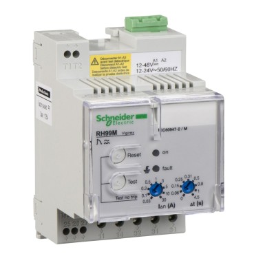 56170 - Residual current protection relay, VigiPacT RH99M, 30 mA to 30 A, 12/24 VAC 50/60 Hz, 12/48 VDC, DIN - Schneider Electric - Residual current protection relay, VigiPacT RH99M, 30 mA to 30 A, 12/24 VAC 50/60 Hz, 12/48 VDC, DIN - Schneider Electric - 0