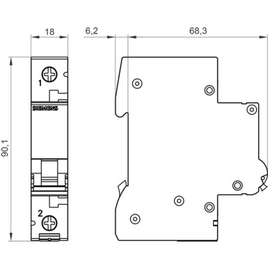 5SL6101-7 - Miniature circuit breaker 230/400 V 6kA, 1-pole, C, 1 A - Siemens - Miniature circuit breaker 230/400 V 6kA, 1-pole, C, 1 A - Siemens - 1