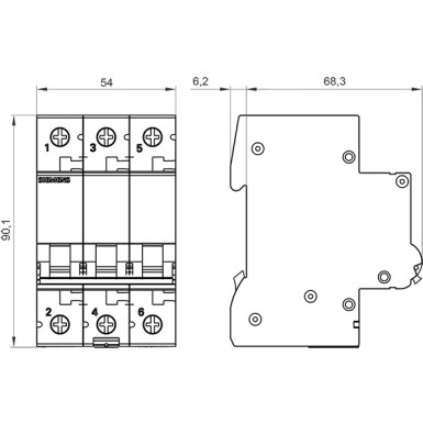 5SL6301-7 - Miniature circuit breaker 400 V 6kA, 3-pole, C, 1 A - Siemens - Miniature circuit breaker 400 V 6kA, 3-pole, C, 1 A - Siemens - 1