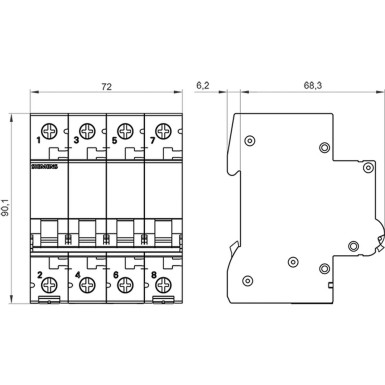 5SL6401-7 - Miniature circuit breaker 400 V 6kA, 4-pole, C, 1 A - Siemens - Miniature circuit breaker 400 V 6kA, 4-pole, C, 1 A - Siemens - 1