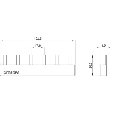 5ST3613 - Pin comb, 10mm2 Connection: 2x 3-phase protected against direct contact - Siemens - Pin comb, 10mm2 Connection: 2x 3-phase protected against direct contact - Siemens - 1